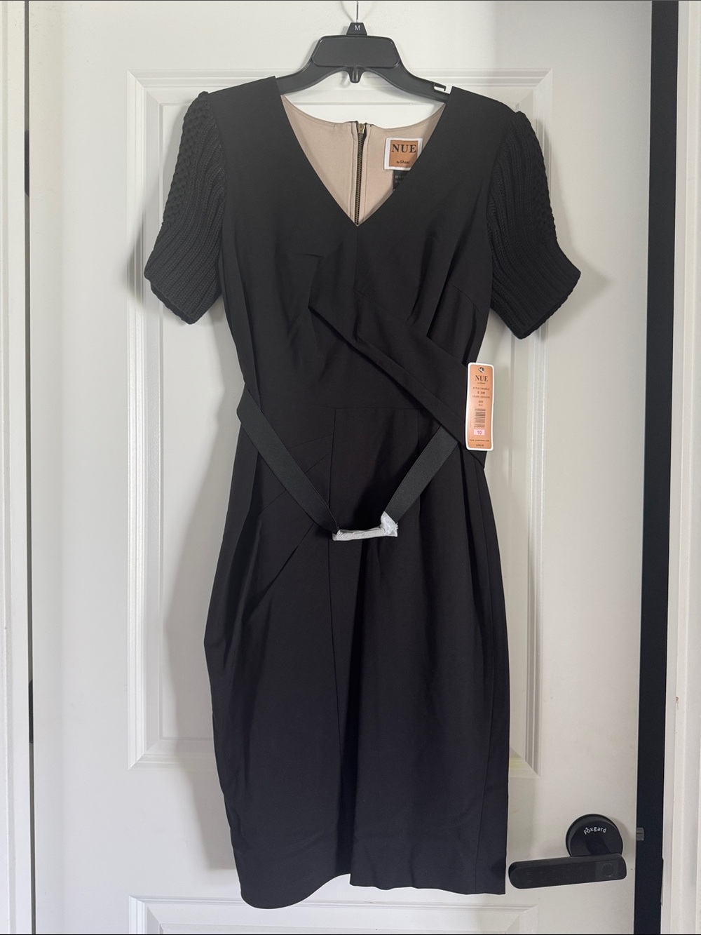 Nue by Shani Black Short-Sleeve Midi Sheath Dress